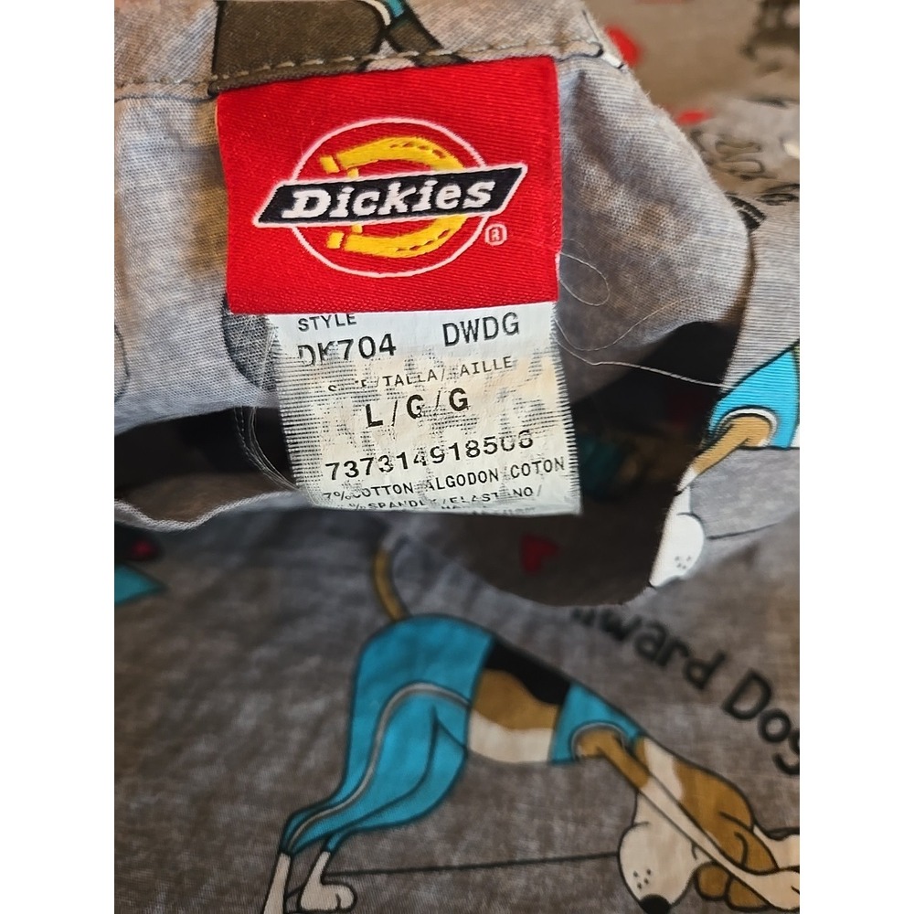 Nurse Scrub Yoga Dogs Cats Goats Dickies Size Large Grey V-Neck Pockets Exc! - Picture 4 of 5